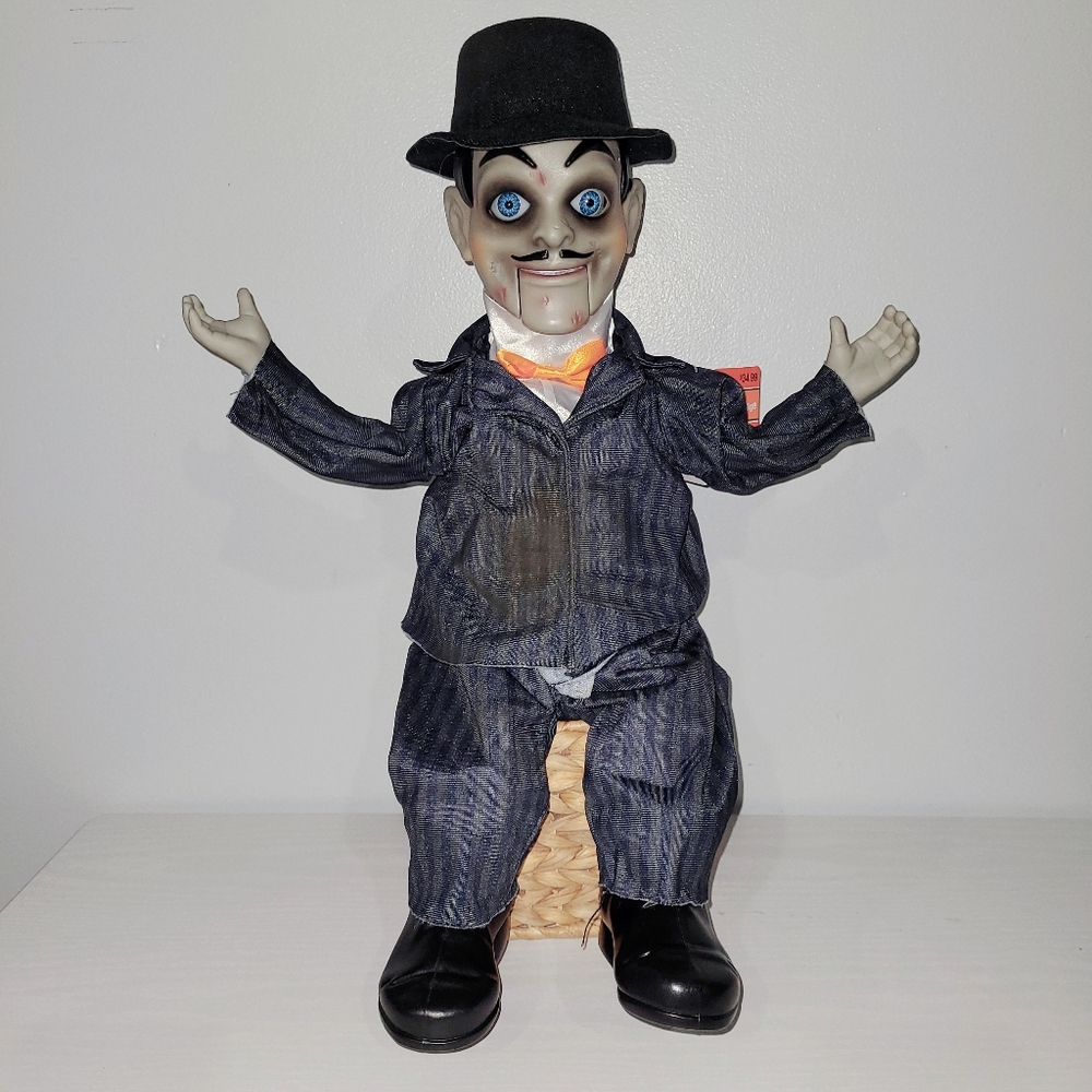 Spooky Village Animated Ventriloquist Dummy -Creepy Talking Halloween Doll